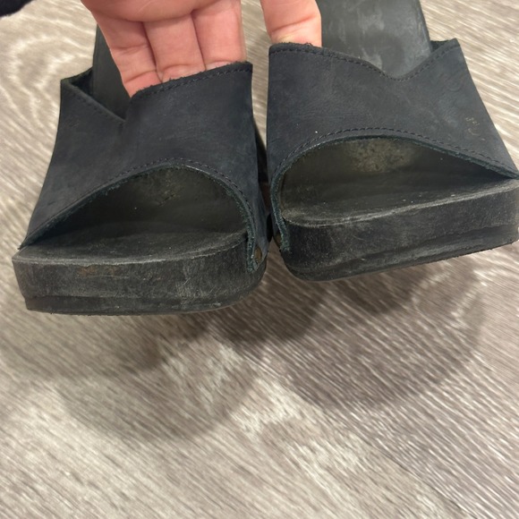 VTG 80s Candies Black Demi Leather Platform Slide Sandals Studded Mules Size 6 - Picture 3 of 8